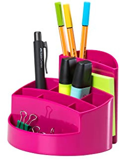 HAN Schreibtischköcher stabil, hochglänzend und in Premium-Qualität, pink, 17460-96 96 Schreibtischköcher RONDO - 9 Fächer, Gummifüße, Briefschlitz, New Colours