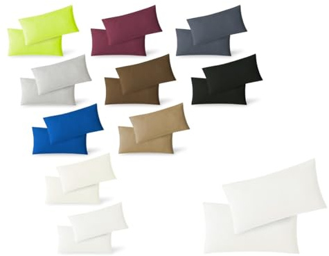 EXKLUSIV HEIMTEXTIL Jersey Kissenbezug Hülle 2 Sparpack Set mit Reißverschluss hochwertige Qualität 40 x 80 cm Weiss