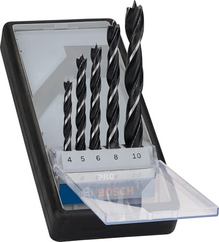 Bosch Professional 5-pcs. Mèches Hélicoïdale Set (pour Bois, Ø 4/5/6/8/10 mm, Accessoires pour Perforateurs)
