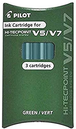 Pilot Refill for V5/V7 Cartridge System - Green, 1 x Pack of 3