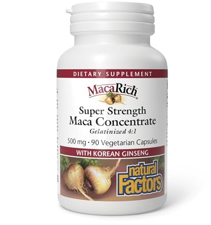 MacaRich by Natural Factors, Super Strength Power Maca, Superfruit Antioxidant Supplement with Ginseng, 90 capsules (90 servings)