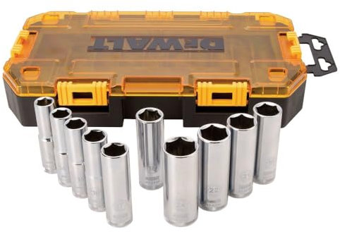 DEWALT DWMT73815 Metric Drive Deep Socket Set (10 Piece), 1/2