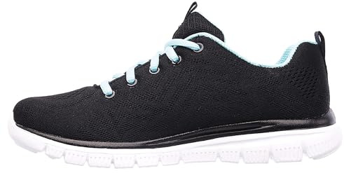 Skechers Women's Graceful Get Connected Sneaker, Black Mesh Turquoise Trim, 3 UK