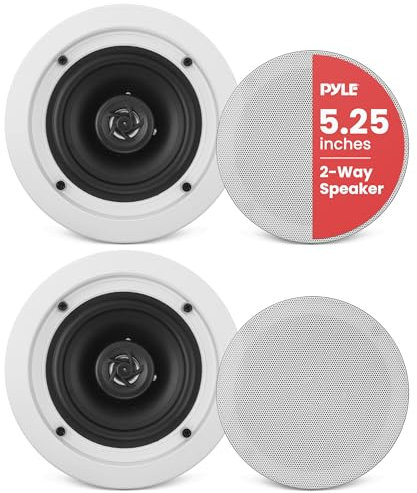 Pyle Deckenlautsprecher, 150W- Einbaulautsprecher Decke, Wandlautsprecher Flach- & Rund, 13.3cm- Ceiling Speaker, 2 Wege Lautsprecher, 80 Hz - 20 kHz Frequenzgang, für Büro, Küche Wohnzimmer, Heimkino