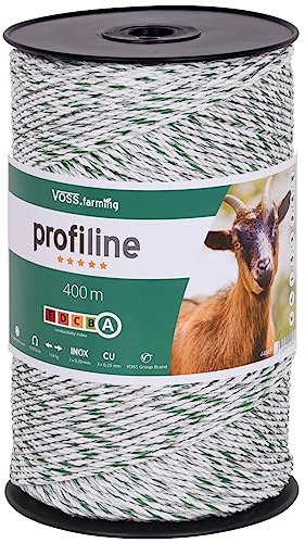 VOSS.farming Weidezaun Litze 400m, 3x0,25 Kupfer, 3x0,20 NIRO Weiß Grün Leitermaterial Elektrozaun Zaunanlage Elektrolitze Pferd Pony Rind