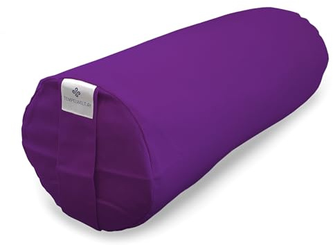 Coussin de méditation coussin de yoga avec symboles chakra 36 x 15 cm rond coton chakrafarbe housse amovible bolster avec buchweizenspelz Kronenchakra (Lila)