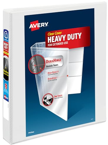 Avery Heavy-Duty View 3 Ring Binder, 1 One Touch EZD Rings, 275-Sheet Capacity, 1.4 Inch Wide Spine, Great for Home, School Supplies, Office, or Organization Needs, 1 White Binder (79199)