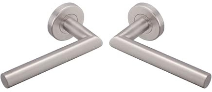 Vachette Poignée de porte Linox 493 - Béquille Coudée sur Rosace Ronde - pour Portes Épaisseur 30 à 48 mm - en Acier Inoxydable - Carré de 7 mm - Rosace Vendue Séparément - Garantie 2 ans