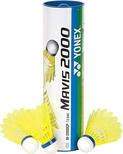 YONEX Mavis 2000 Nylon Turnier Shuttle-Gelb (1/2 Dutzend) Federhahn, 6 Count (Pack of 1)