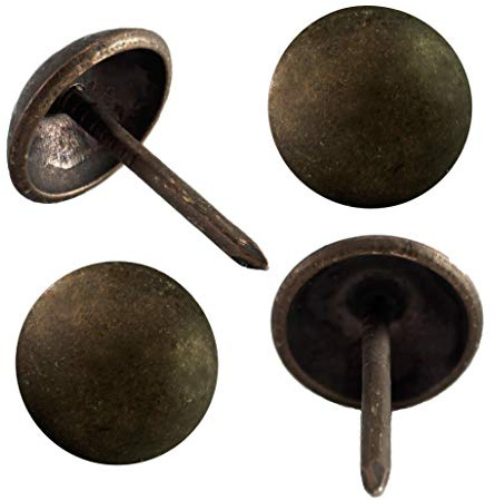Decotacks 100-Pack Upholstery Tacks - 7/16 inch Decorative Furniture Nails for Chairs, Headboards, and DIY Decor - Dark Antique Brass Heavy Duty Furniture Pins - DX0511DAB