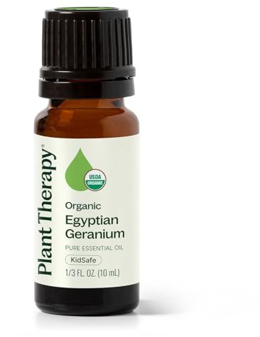 Plant Therapy Organic Egyptian Geranium Essential Oil 100% Pure, USDA Certified Organic, Undiluted, Natural Aromatherapy, Therapeutic Grade 10 mL (1/3 oz)