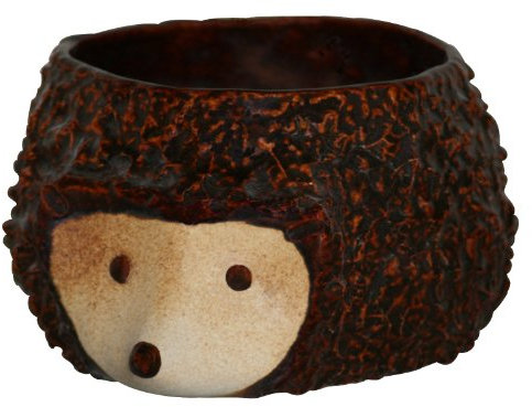 Blumentopf Pflanz-Igel [Größe 5], 26x13cm, braun-glänzend, aus frostsicherer Steinzeug Keramik