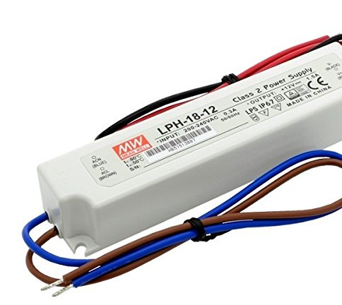 KingLed-Netzgerät Mean Well, wasserdicht, 18 W, 12 V, Gleichstrom, LPH-18-12, IP67, Trafo, 220 V AC zu DC kompatibel mit 12 V Modell 1574 LED Strip