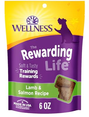 Wellness Rewarding Life Dog Treats, Training Treat, Grain Free, Soft Lamb & Salmon (6 Ounce Bag)
