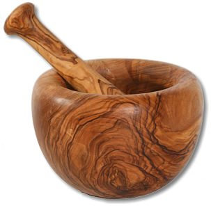 Mortero de madera de olivo, Ø 10 cm aprox. 10 cm aprox.