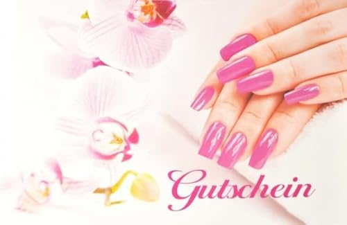 KM-Nails Biglietti coupon 10 pezzi | Modello di carta coupon per clienti | Buono regalo in Beauty Design | Da compilare per saloni di bellezza | Formato 195 x 276 mm in cartone