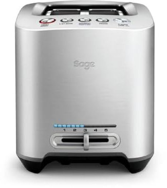 Sage - The Smart Toast 2-Slice Toaster - 2 Extra-Wide Slots - A Bit More, Lift & Look, Defrost & Bagel Settings - Brushed Aluminium