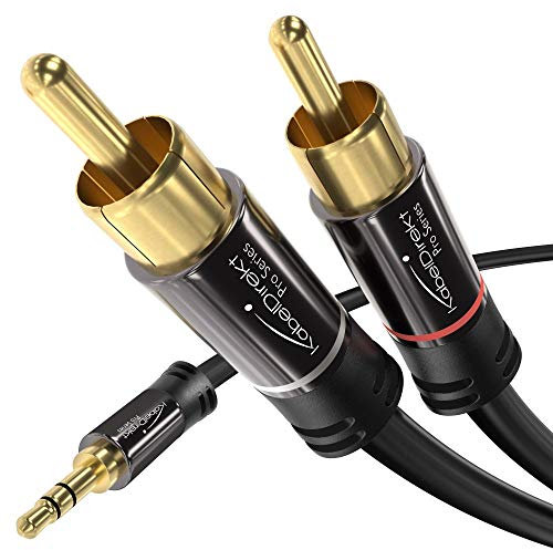 KabelDirekt – Cinch auf 3,5-mm-Klinke Adapterkabel – 2m – vielseitiges Plug-and-Play Audiokabel (Aux/3,5mm auf 2x Cinch/RCA zum Anschluss an Smartphone, Tablet, Heimkino, Soundbar, TV, Notebook, MP3)