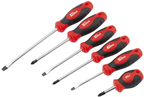 Draper Redline 6 Piece Soft Grip Screwdriver Set with Magnetic Tips - 68013 - Crosshead and Flathead Screwdrivers