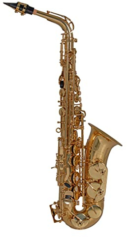 Roy Benson Eb-Alt Saxophone AS-202 (corpo in ottone, chiave F# alta, accessori completi inclusi, con cinghia di trasporto, sassofono di qualità superiore, per i musicisti più esigenti)