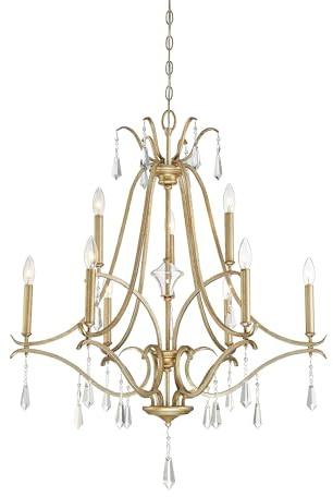 Minka Lavery 4449-582 Laurel Estate Chandelier, 9-Light, 540 Total Watts, 31.5-in H x 37.5-in W, Brio Gold