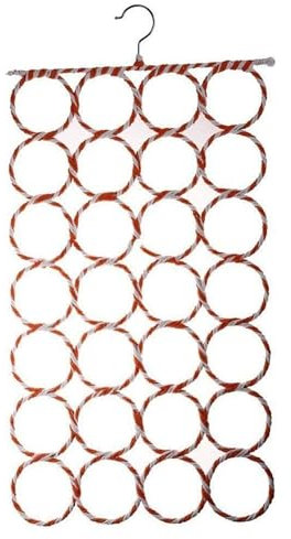 SystemsEleven Complement Shawls Hanger Belt Scarves Tie Rings Wardrobe Organizer Hooks Scarf Hangers Space Savers Foldable Scarfs Hanger with 28 Ring