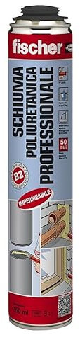 Fischer Schiuma Poliuretanica Professionale PUP 750 per Pistola, Resistente alla Pressione e al Fuoco B2, Riempitiva, Isolante, Sigillante, Espansa, 9292