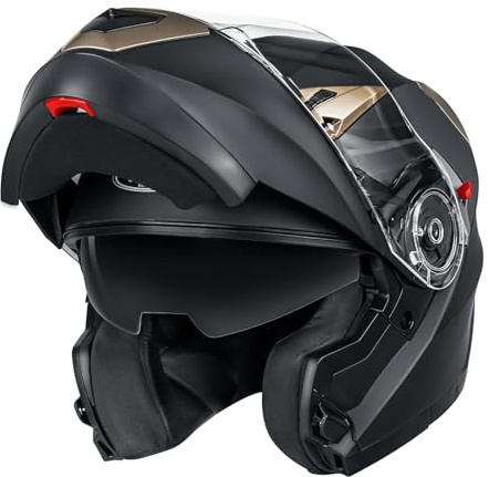 Motorcycle Modular Full Face Helmet DOT Approved - YEMA Helmet YM-925 Motorbike Casco Moto Moped Street Bike Racing Helmet with Sun Visor for Adult Youth Men and Women - Matte Black,S