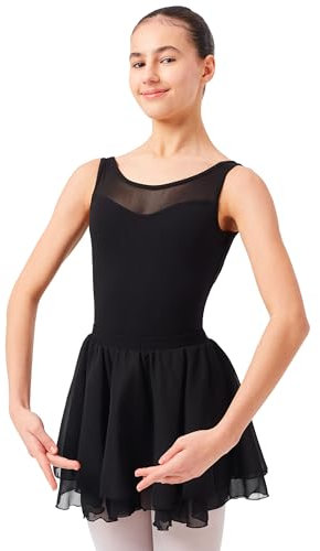 tanzmuster ® Ballettrock Mädchen - Elli - aus Chiffon zum Reinschlüpfen fürs Kinder Ballett in schwarz, Größe 152/158