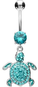 PIERCINGLINE Kirurgiskt stål navelpiercing sköldpadda bananabell piercing färgval, 10 mm, 316L kirurgiskt stål, Kubisk zirkon