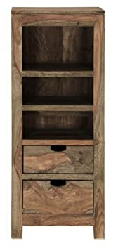 MASSIVMOEBEL24.DE | Nature Grey Regal #154 Sheesham, Farbe:grau geölt, Größe:55x37x120 cm (BxTxH)