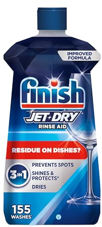Finish Jet-Dry Dishwasher Rinse Aid, Compatible with Dishwasher Detergent, Prevents Spots & Residues, Dries, Shine & Protects, 16 oz, 155 Washes.