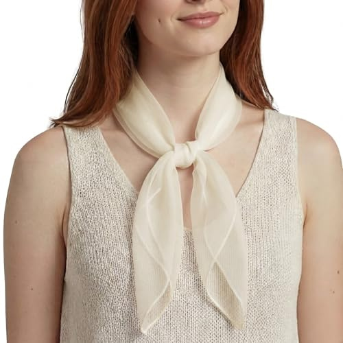 Basic Sense Square Chiffon Scarf Bandana for Women, Head Scarf, Cream