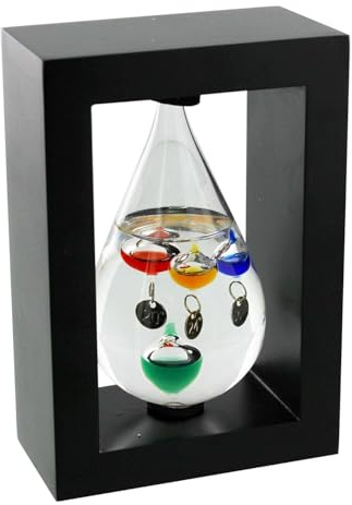 Cadre en bois goutte Galileo Thermomètre en verre noir