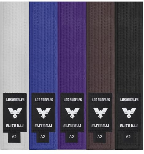 Elite Sports Adults Brazilian Jiu Jitsu Belts for Men & Women,Cotton IBJJF Approved BJJ Belts with Ranking Stripes Sleeve Bar