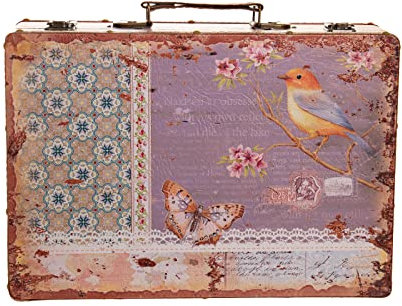 Truhe Kiste KD 1290 Koffer, Kofferset, Holztruhe mit edlem Leder bezogen XL 36cm