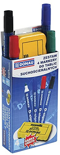 DONAU 7372904-99PL Set von 4 Tafel-Marker Whiteboard-Marker Boardmarker DONAU D-Signer B/ Rundspitze 2-4 mm / Farbe marker: Blau Grün Rot Schwarz/ Schwamm Frei Gratis Free