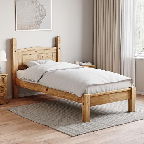 Vida Designs Corona Single Bed, 3 ft, Low Foot End Bed Frame, Solid Pine Wood