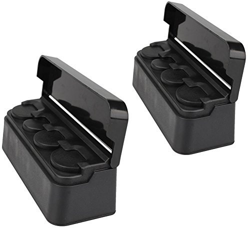 Soleebee Schwarz Portable Auto Münzhalter mit 4 Fächer Aufbewahrungsbox Münzbox für Euro Münzen Münzsammler mit Abdeckung (Set von 2Stk)