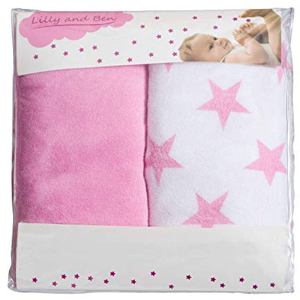 Lilly and Ben® Wickelauflagenbezug 2er Pack I kuscheliger & saugstarker Bezug mit Baumwoll-Oberfläche für Wickelauflage I pflegeleichter Spannbezug aus weichem Frottee