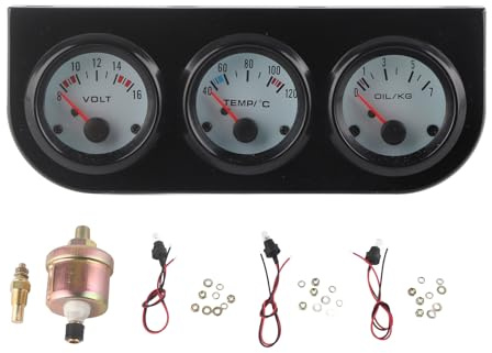 boost Triple Gauge triple kit Set, Universal Car Triple pillar car Gauge pod set car Kit Water Temp+Volts+Oil Pressure Meter 52mm Instrument sensor