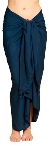 PANASIAM Sarong Ogenomskinlig L & XXL - Sarong Strandduk - Bikiniöverdrag | För dam & herr, som omlottkjol, strandklänning eller lätt bikini cover-up, pareo, mjuk viskos, med kokospänne