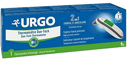 Urgo - Termometro a infrarossi Duo Tech con presa di temperatura frontale/auricolare