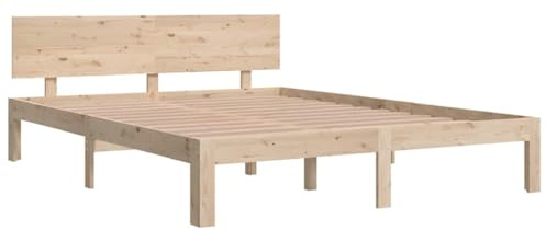 vidaXL Estructura de Cama Somier Dormitorio Matrimonial Base Habitación Muebles Mobiliario Hogar Cuarto Descanso Madera Maciza 150x200 cm