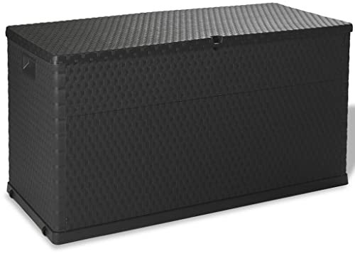 FIRBNUS Mülltonnenbox 120x56x63 cm 420 L Abschließbare Box Gartentruhe Auflagenbox Kissenbox Box mit Deckel Outdoor Gartenboxen Storage Boxes Gartenschrank Anthrazit PP Rattan Optik