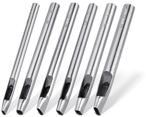 MOZEAT LENS Ovaler Leder-Lochstanzer, Lederhandwerk, Stanzwerkzeug-Set, Hohlstanzung, ovaler Gürtel, Lochschneider, Werkzeug für Armband, Gürtel, Uhrenarmband, Lederwaren, 6 Größen