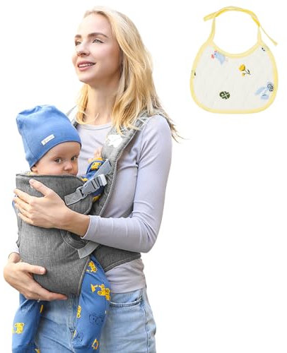 Aolso Baby Carrier, Adjustable & Breathable Baby Wrap Carrier with Bibs - Ergonomic Newborn to Toddler Sling - Dark Grey