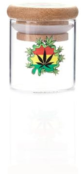 HIBRON Juego de 12 Botes Herméticos de Cristal con Tapa de Bambú (70 ml) - Tarros de Almacenamiento con Dibujo de Hierba