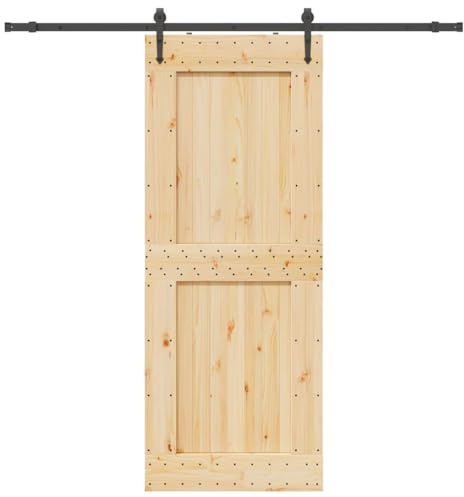 vidaXL Puerta corredera con herrajes madera maciza de pino 90x210 cm