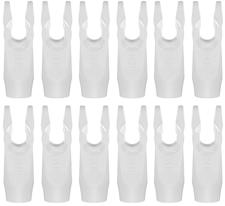 PATIKIL Encoches de Flèche de Tir à l'arc 3,2 mm Id, 12 Pcs Encoches en Plastique à Coller sur l'arbre de Flèche Accessoire de Queue de Flèche de Remplacement, Blanc